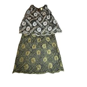 Free People Women's Sleeveless Fitted Dress Floral Sheer Size 2 Boho Cottage